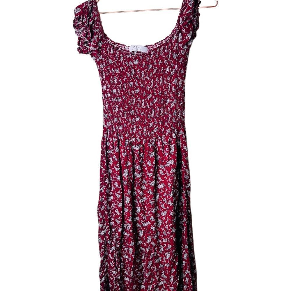 EUC Swell Maroon Floral Off Shoulder Dress US 6